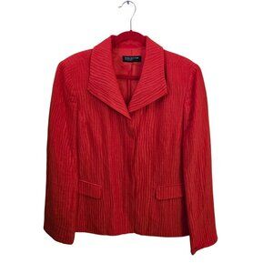 Jones New York Collection Linen Silk Blend Red Orange Textured Blazer Size XL